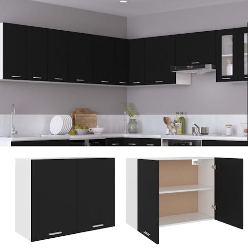 NNEVL Hanging Cabinet Black 80x31x60 cm Chipboard
