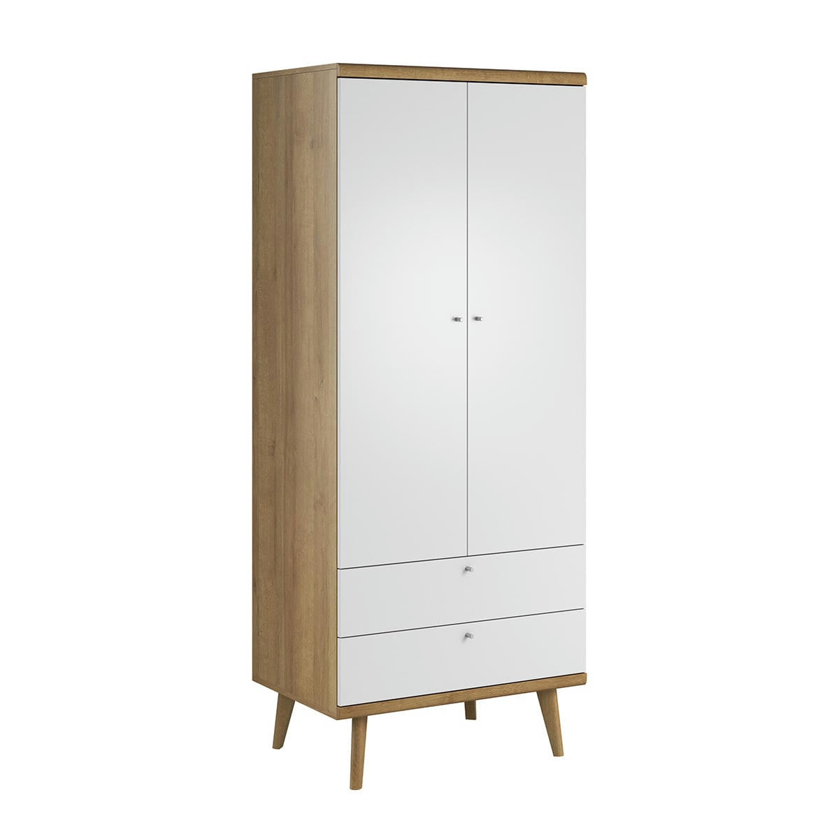 - Armoire 2 portes 2 tiroirs naturel et blanc