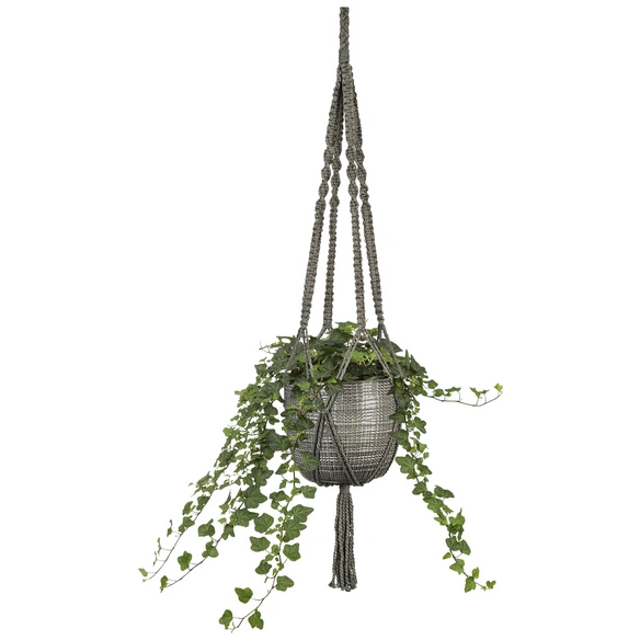 Blumenampel »CORTEZA SKY«, ØxH: 15,6 x 14 cm, Makramee, grau