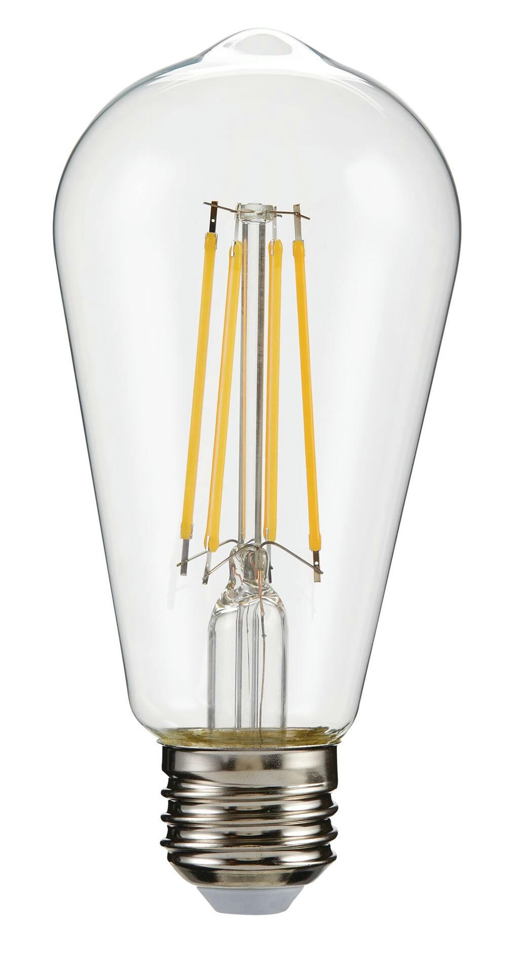 NOMA ST19 E26 Base Vintage Dimmable Clear LED Filament Light Bulb, 2700K, 800 Lumens, Warm White, 60W, 4-pk
