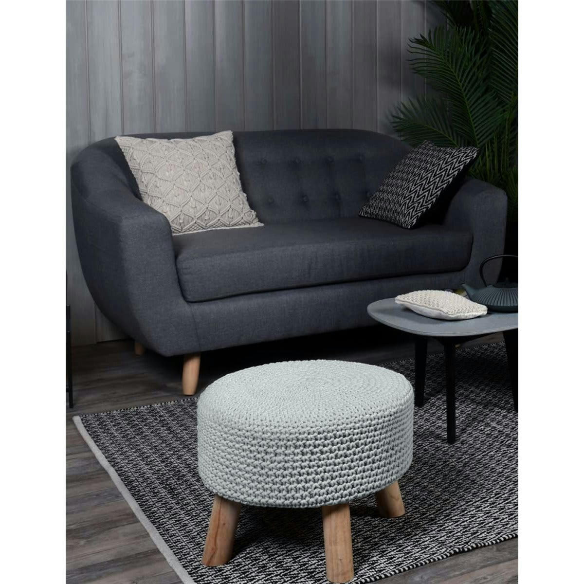 MIGRAMAH - Tabouret en macramé  glacier