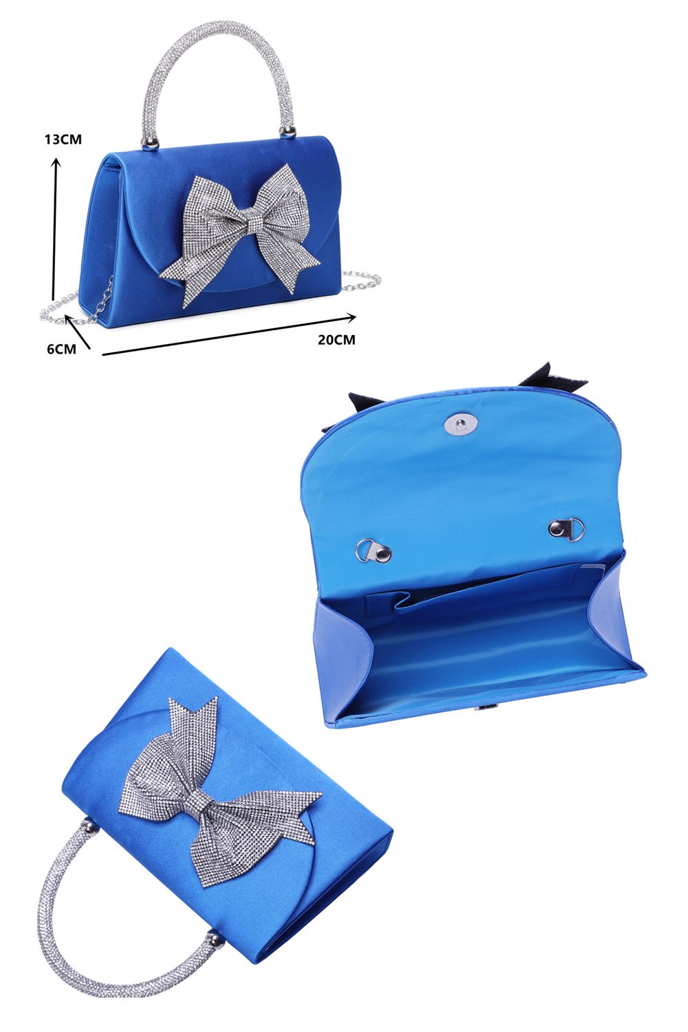 Fontanella Fashion Regel Statment Diamante Bow Envelope Style Top-Handle Evening Bag
