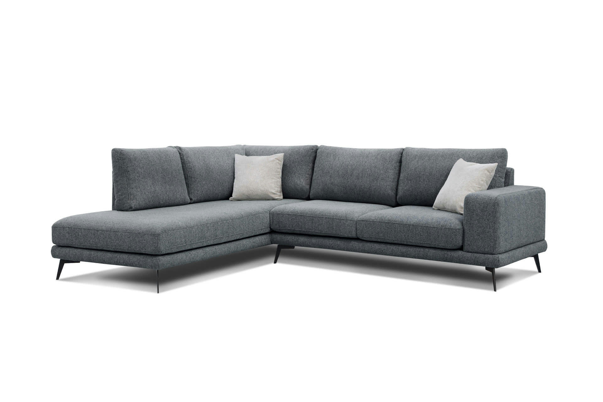 MEDIOLANE - Canapé d'angle gauche 5 places tissu gris foncé