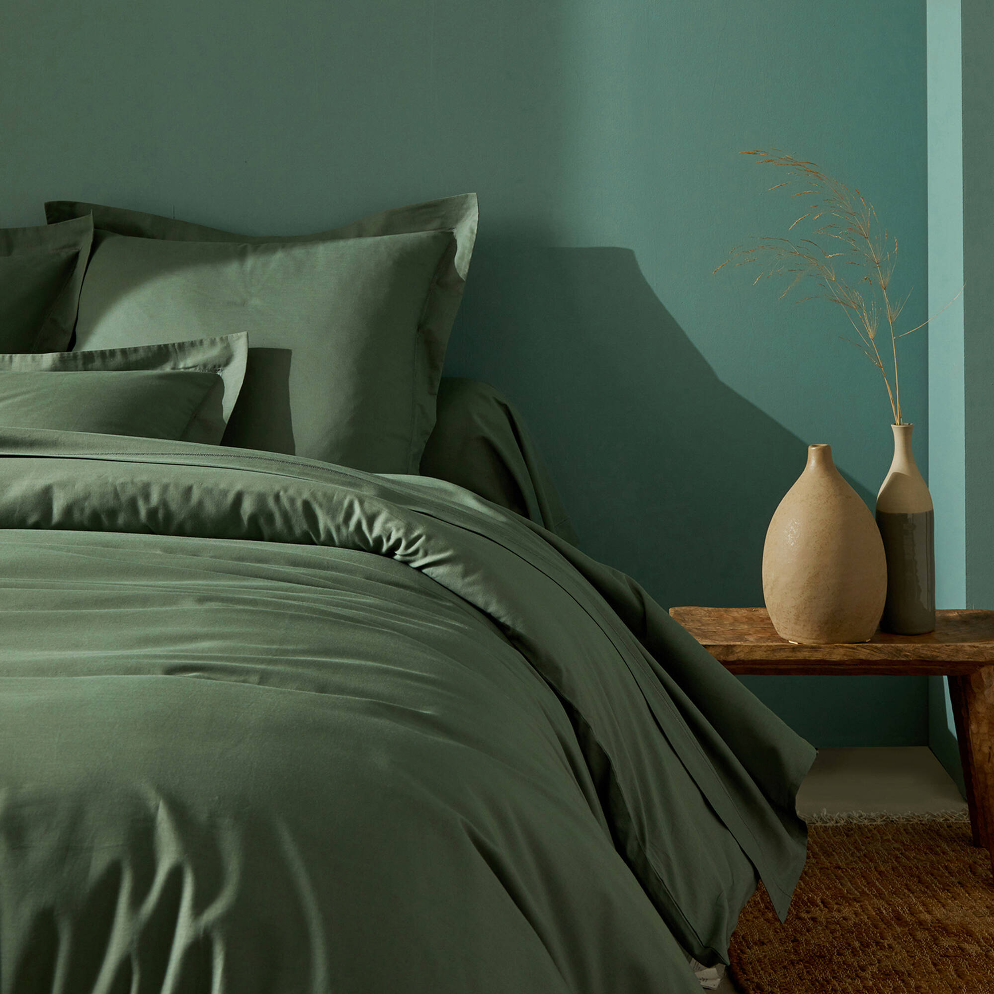 Linge de lit uni polyester-coton Colombine
