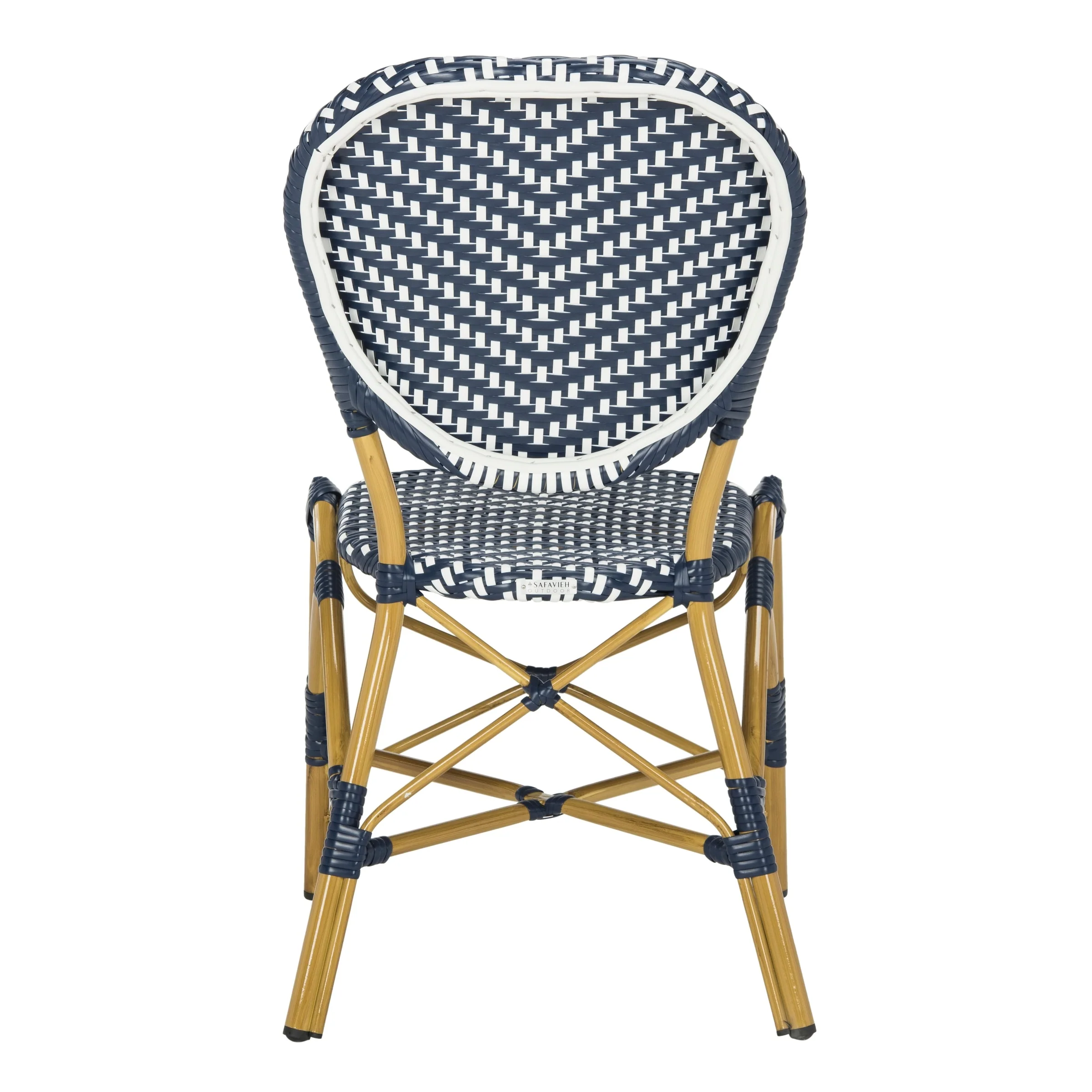 SAFAVIEH Lisbeth Parisian Bistro Stacking Navy/ White Side Chair (Set of 2) - 19W x 25D x 35H