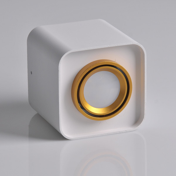 Spot kwadratowy biało-złoty EGER1xGU10x10W wym:9,8x10x10cm IP20 Polux