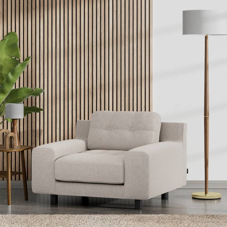 Habitat Hendricks Fabric Arm chair - Stone - Black Leg