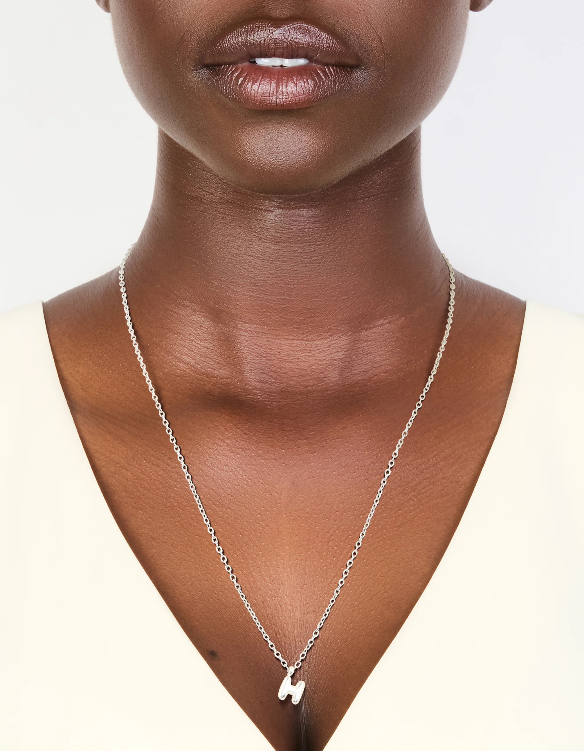 Waterproof Stainless Steel Mini Bubble Letter H Necklace