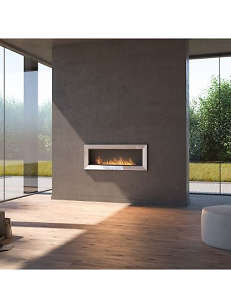 Cheminée au bioéthanol encastrable Frame 1200 SimpleFire blanche avec verre
