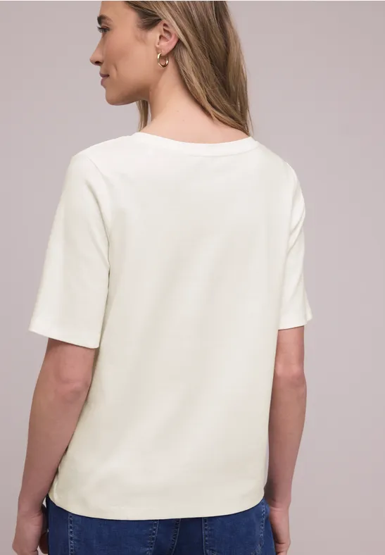 Basic T-Shirt mit V-Neck in Unifarbe