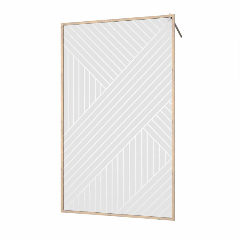Paroi de douche Japandi sérigraphie géométrique bois 120 x 200 cm AURLANE