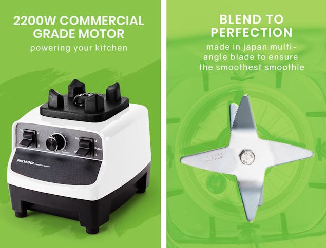 NNEMB 2L 2200W Commercial-Grade Blender with BPA-Free Jug for Drink-Smoothie-Food-Ice-White