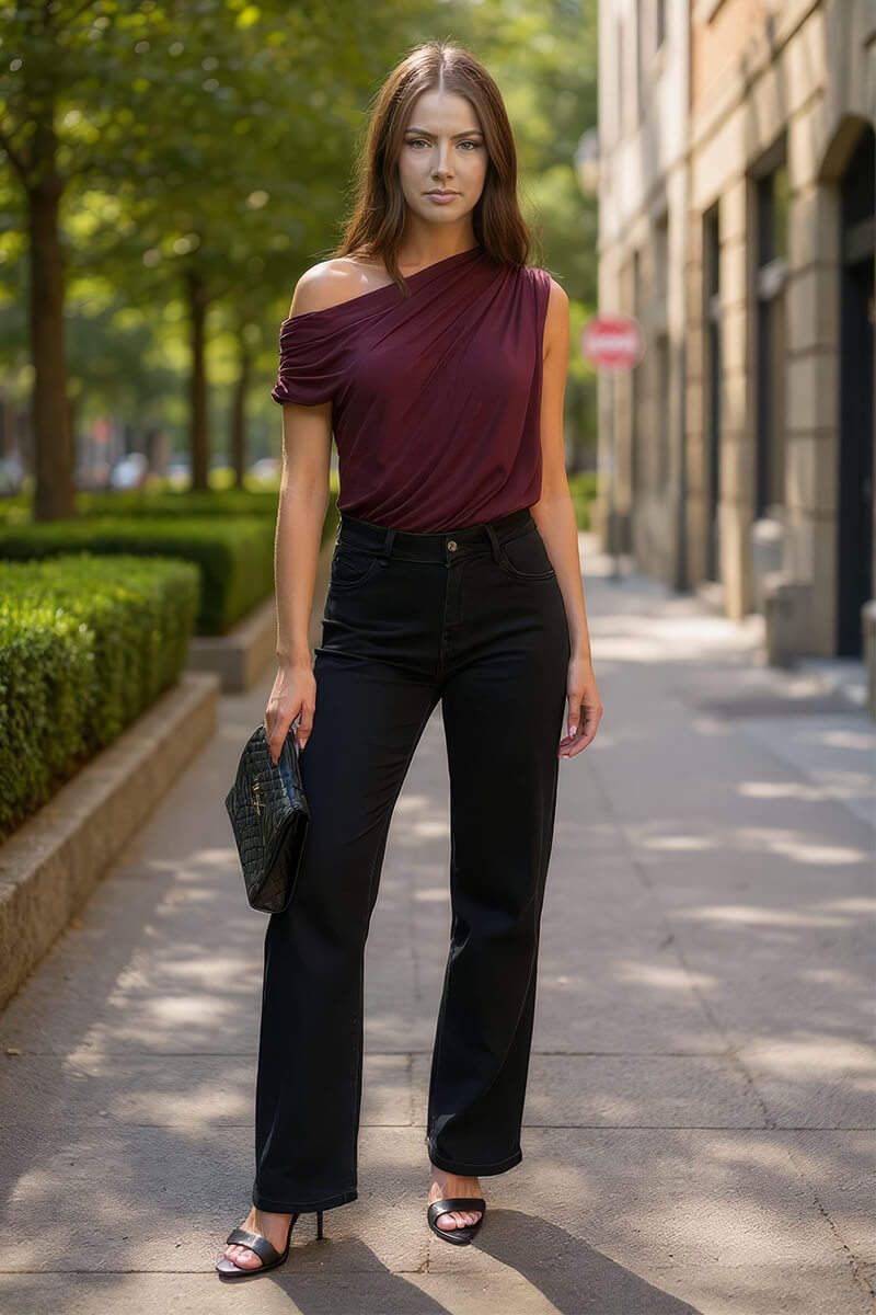 AX Paris Black High Waist Wide Leg Jeans