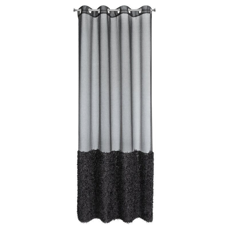 Firana na przelotkach z aplikacją MARION 140X250 czarna