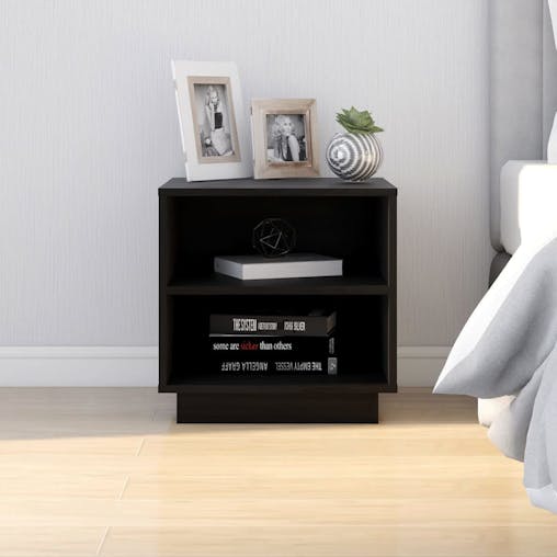 NNEVL Bedside Cabinets 2 pcs Black 40x34x40 cm Solid Wood Pine