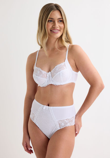 Womens White Non Padded Floral Lace Bra (C-F)