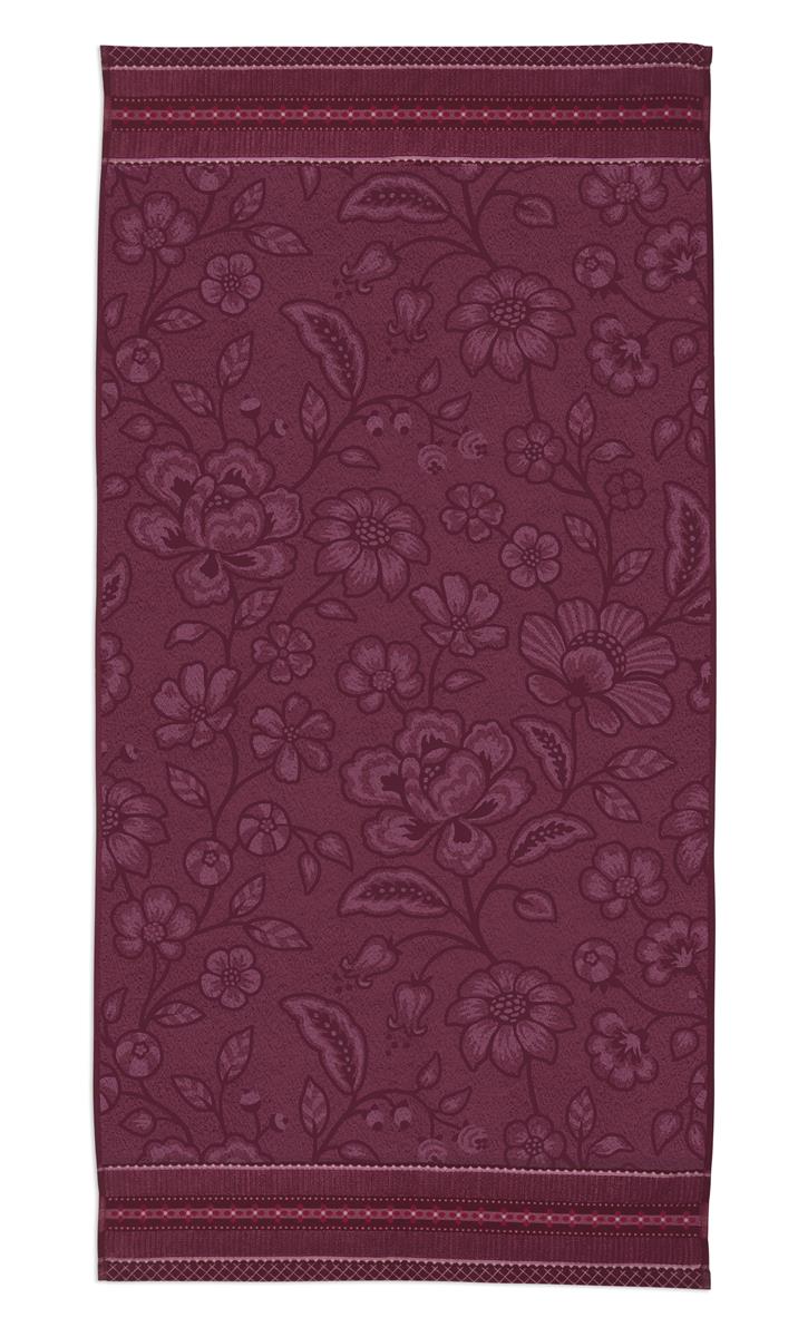 Pip Studio Jasmin Jacquard - Douchelaken - 70x140 - Donker roze