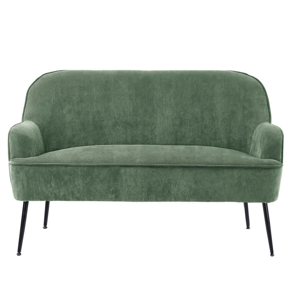MARCELINO - Canapé droit en velours côtelé 2 places vert