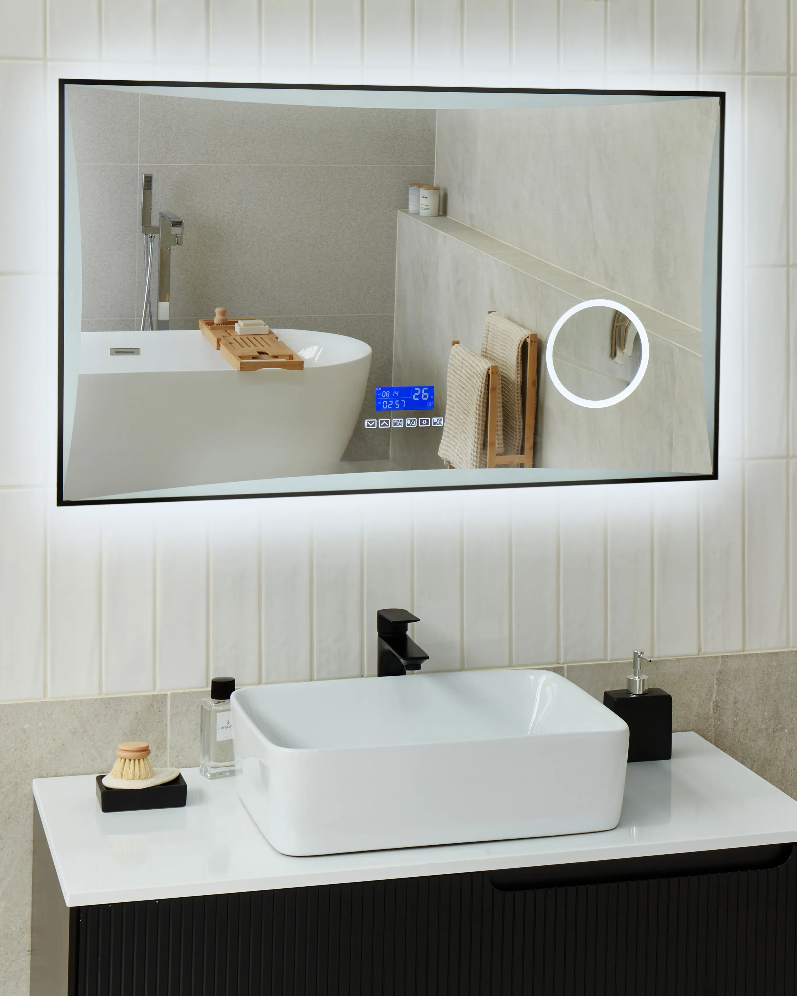 LED Bathroom Mirror ONLAY 100 cm 60 cm Silver