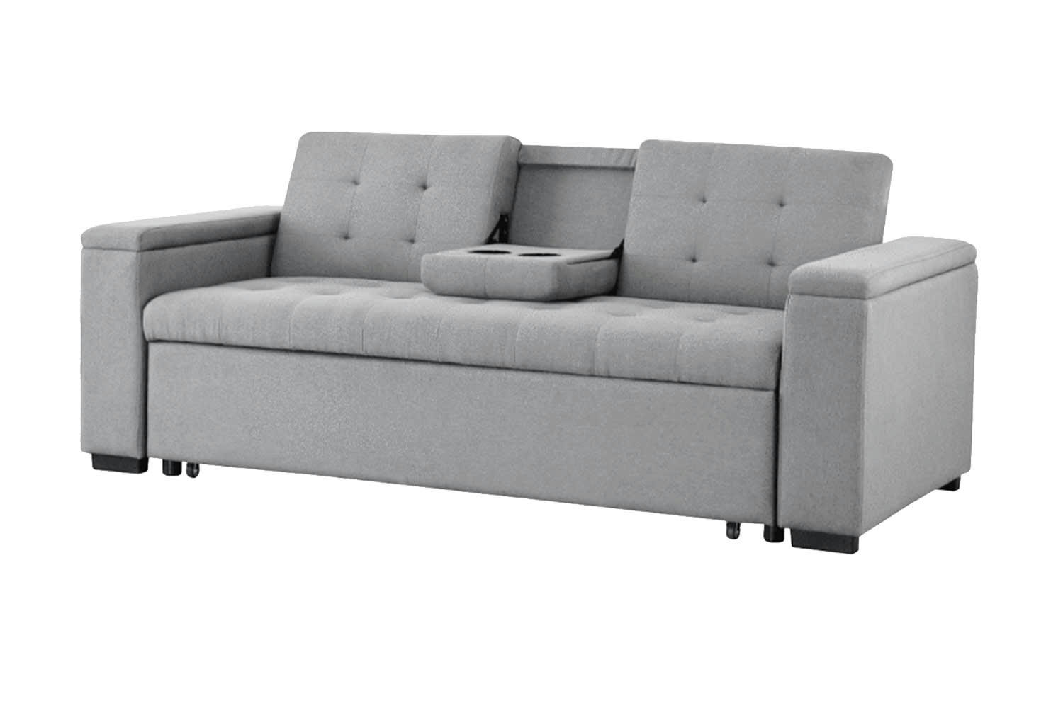 NOHO - Canapé convertible 3 places en tissu gris clair