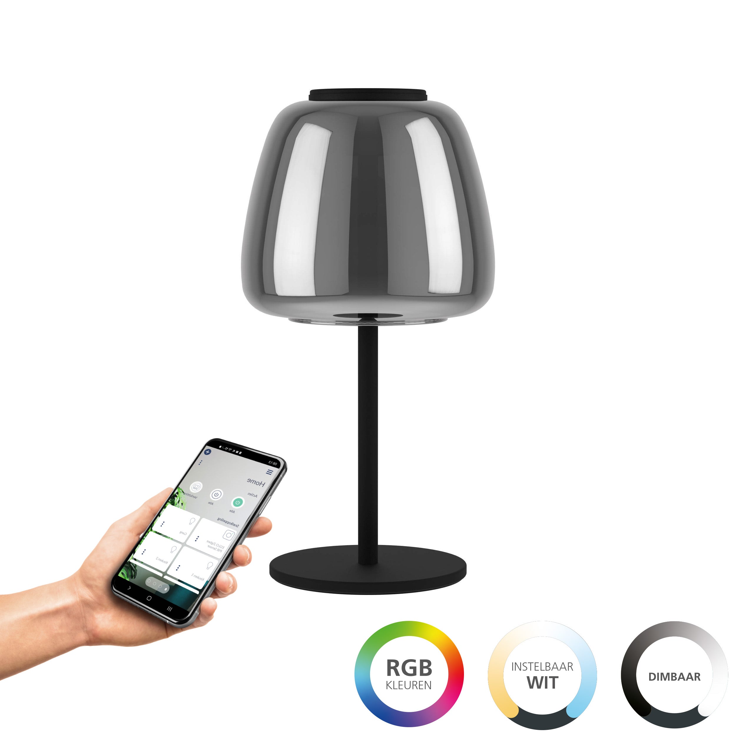 EGLO connect.z tafellamp Alfero-Z - led - glas - zwart/chroom