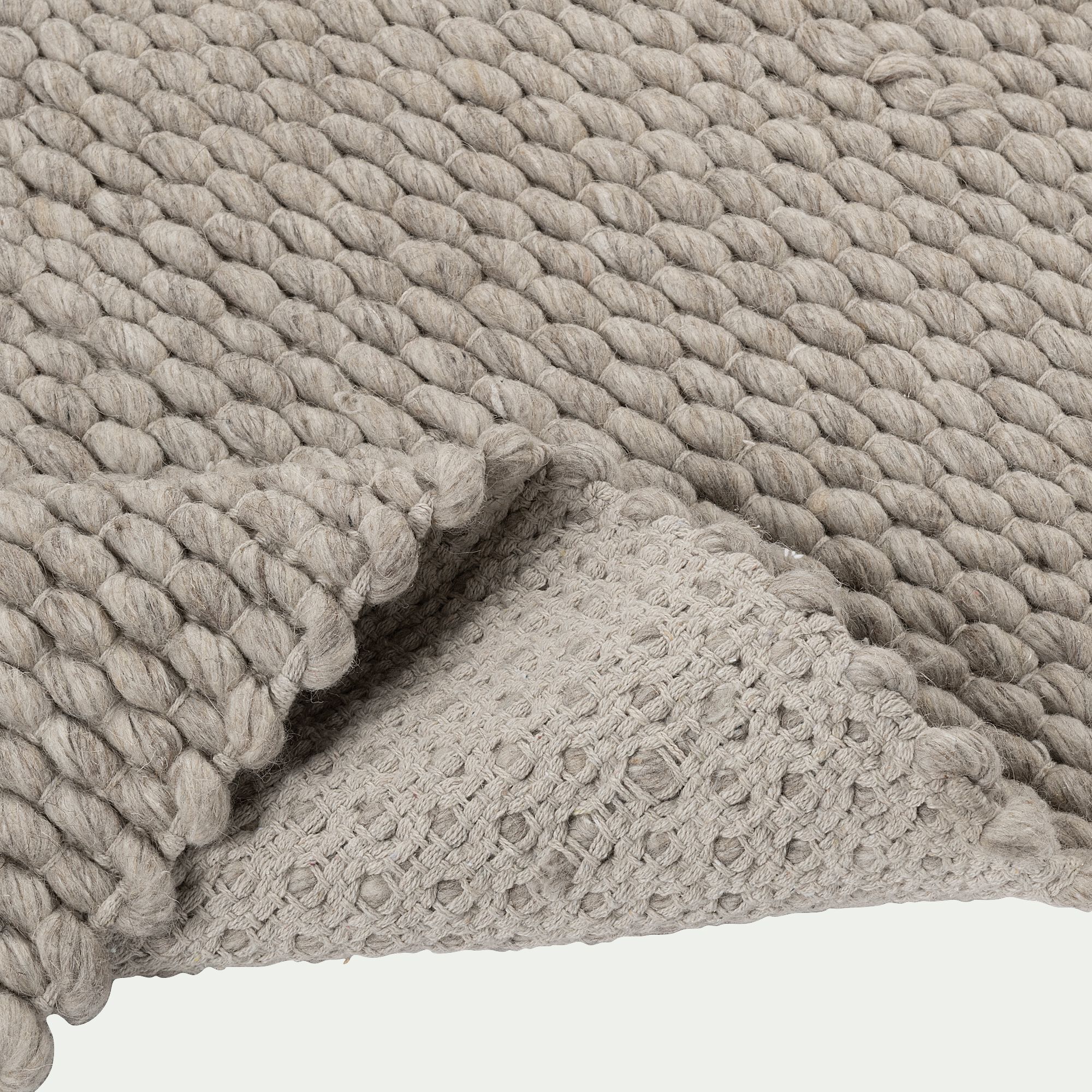 MAUSSANE - Tapis en laine et coton - gris clair 120x170cm