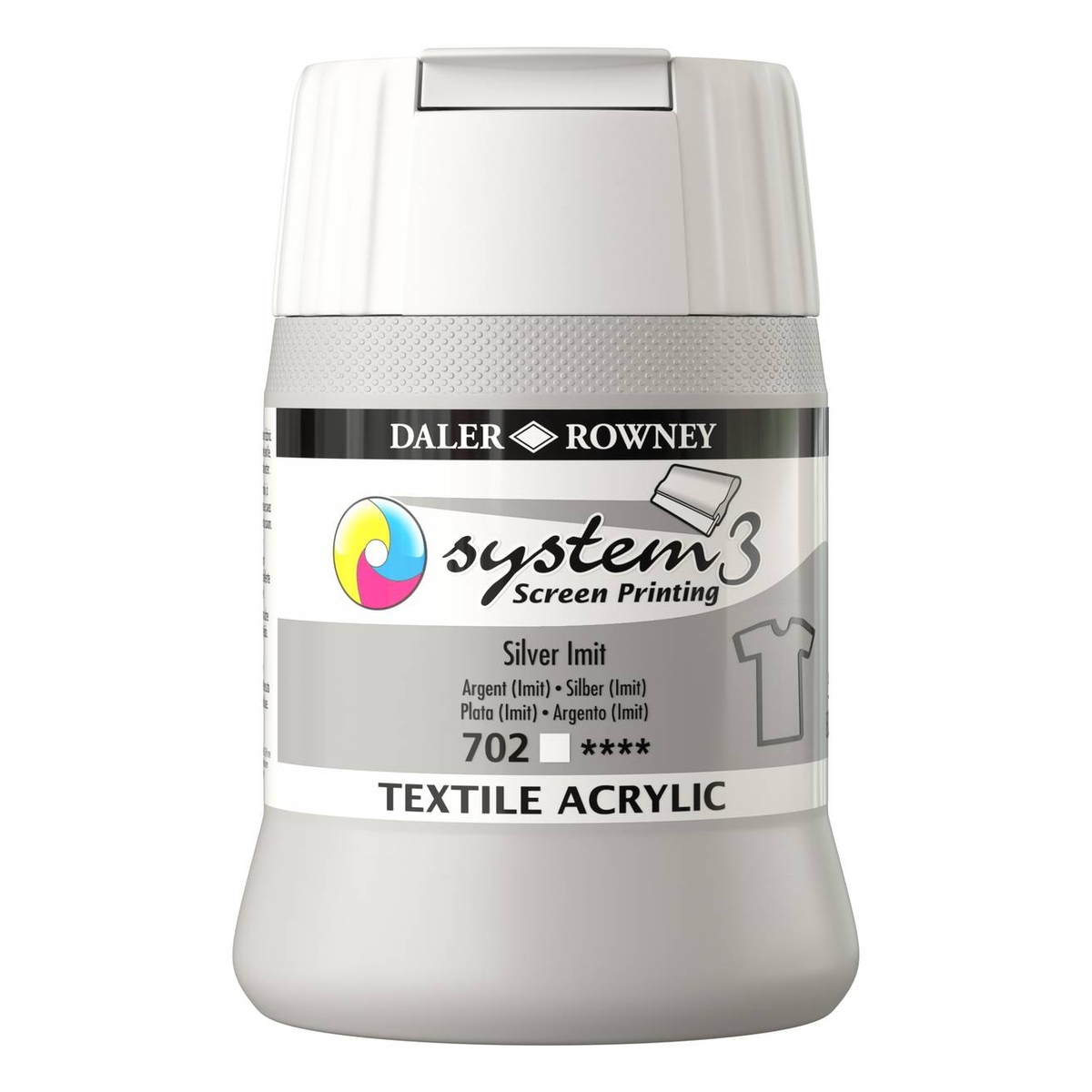 Daler-Rowney System3 Silver Imit Textile Acrylic Ink 250ml