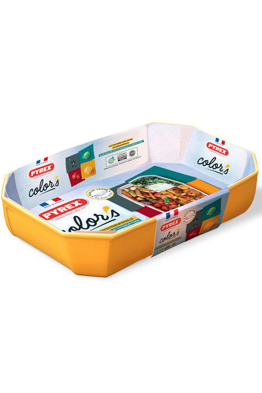 Pyrex Geometric Rectangular Roaster Yellow