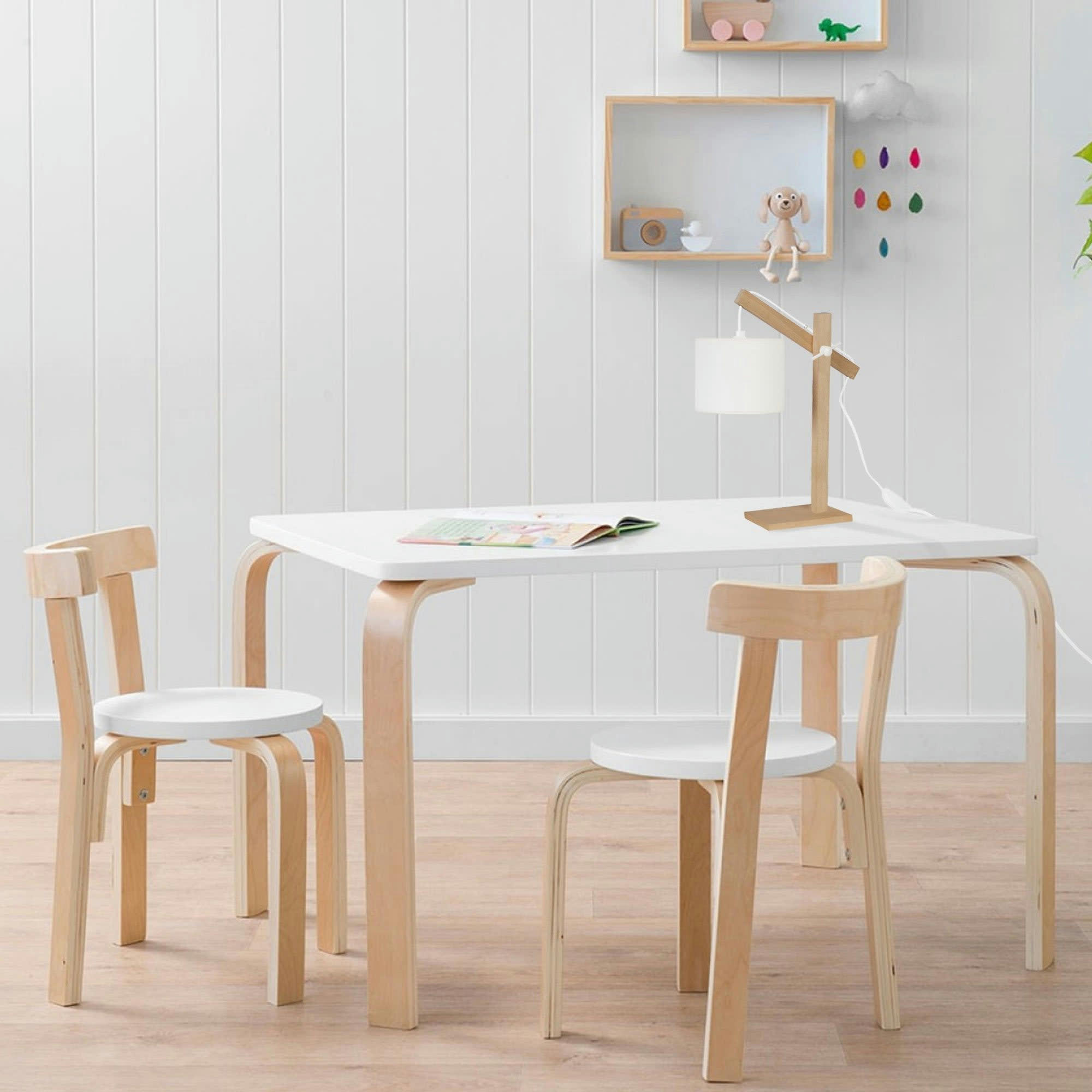 ENKEL - Lampe de bureau bois naturel et écru