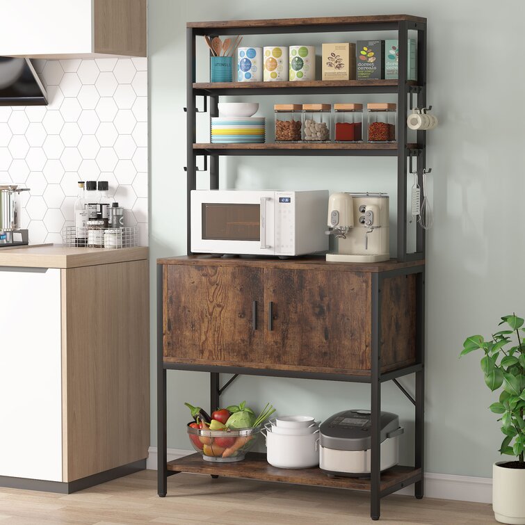Frederieke 31.49'' Wood Standard Baker's Rack with Wine Glass Storage