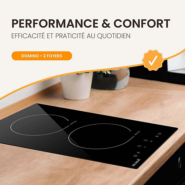 BELDEKO - Plaque de cuisson à induction Domino encastrable - 2 foyers, 3600 W - 2 boosters pour une performance compacte