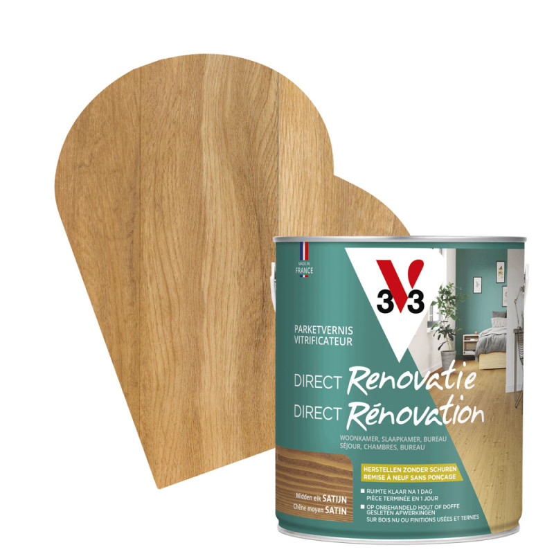 Vitrificateur pour parquet Direct Rénovation chêne moyen satiné 2,5 L V33