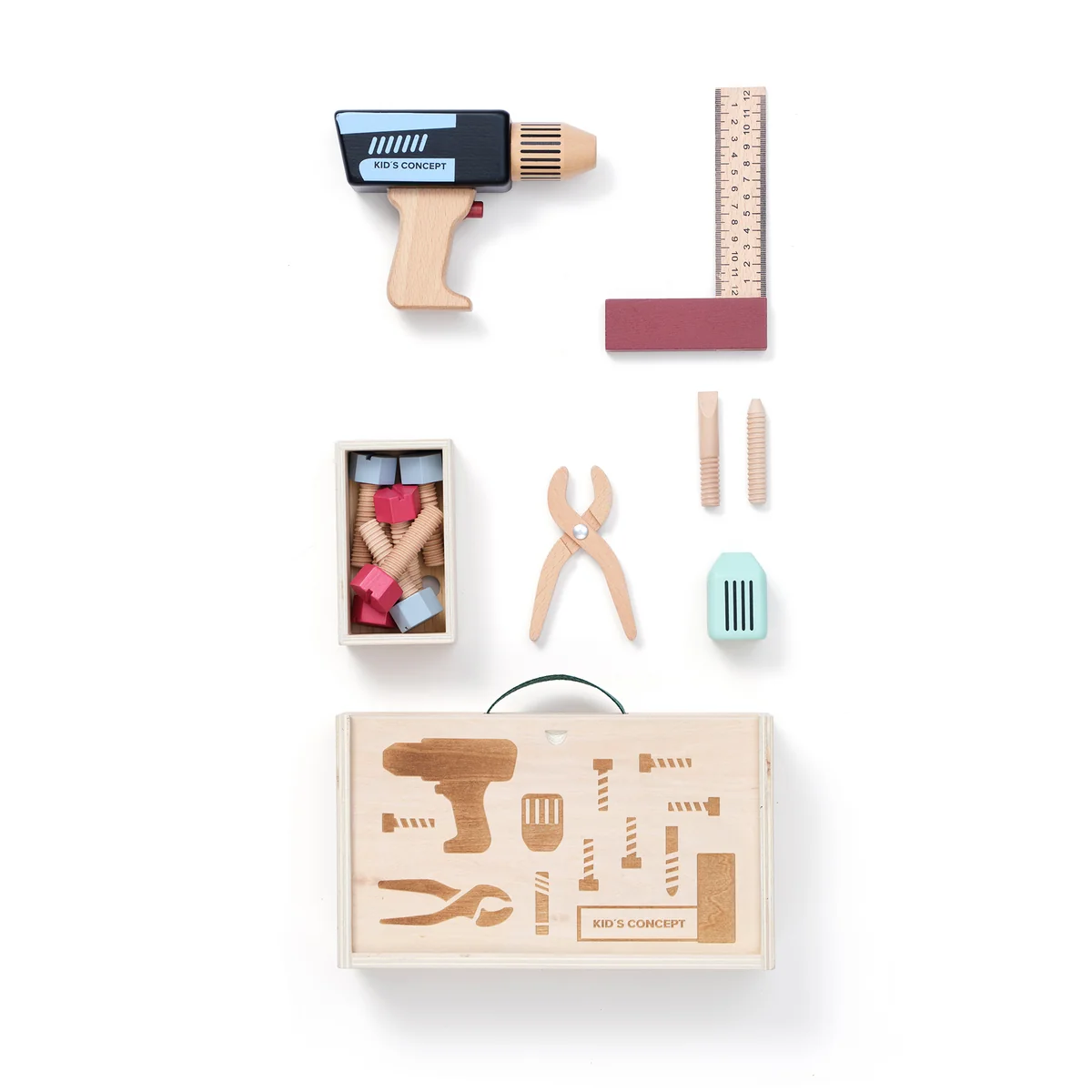 Kids Concept - Kid's Hub Werkzeugkoffer mit Zubehör, bunt (21er-Set)