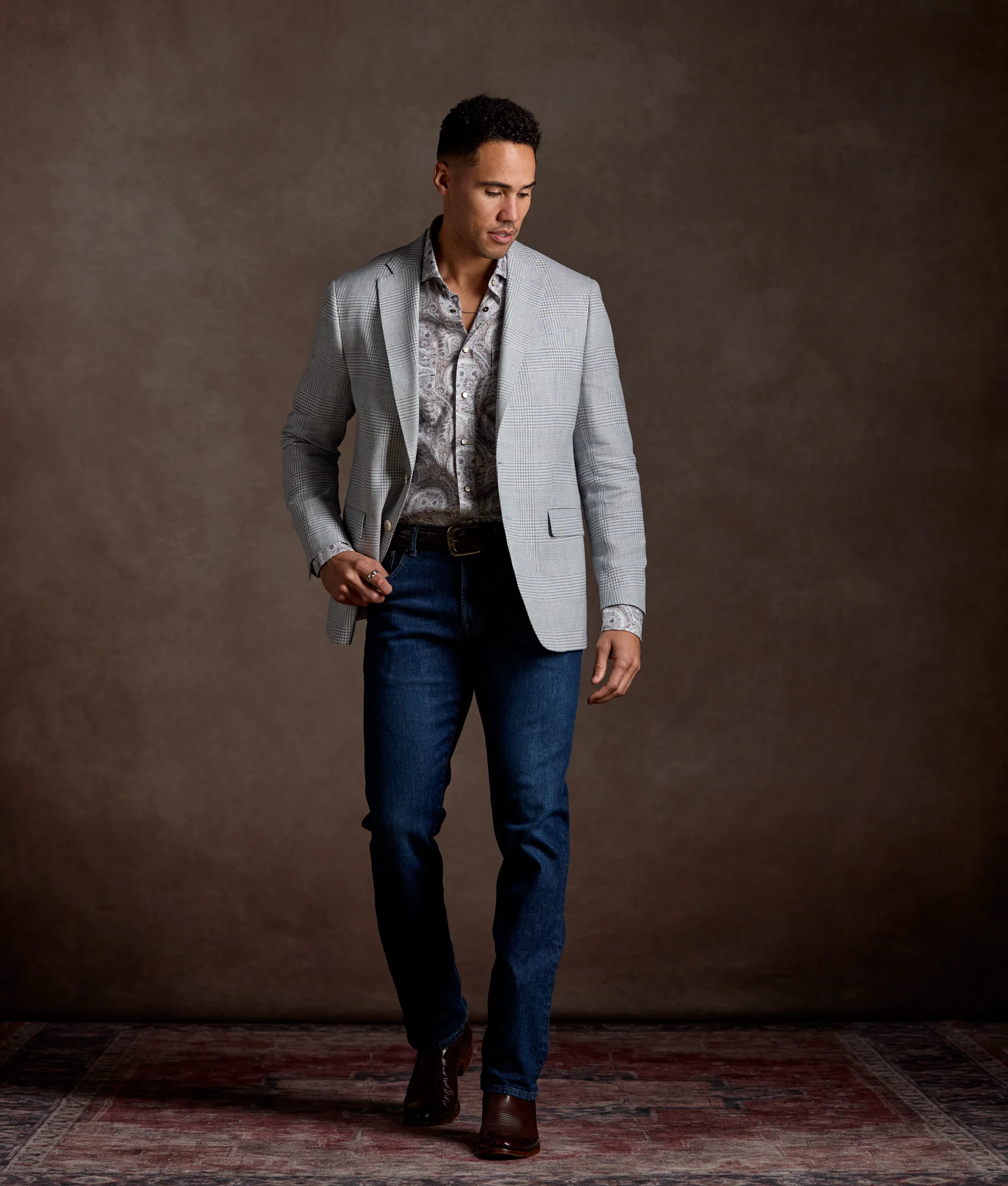 El Paso Modern Fit - Blue And Brown Paisley