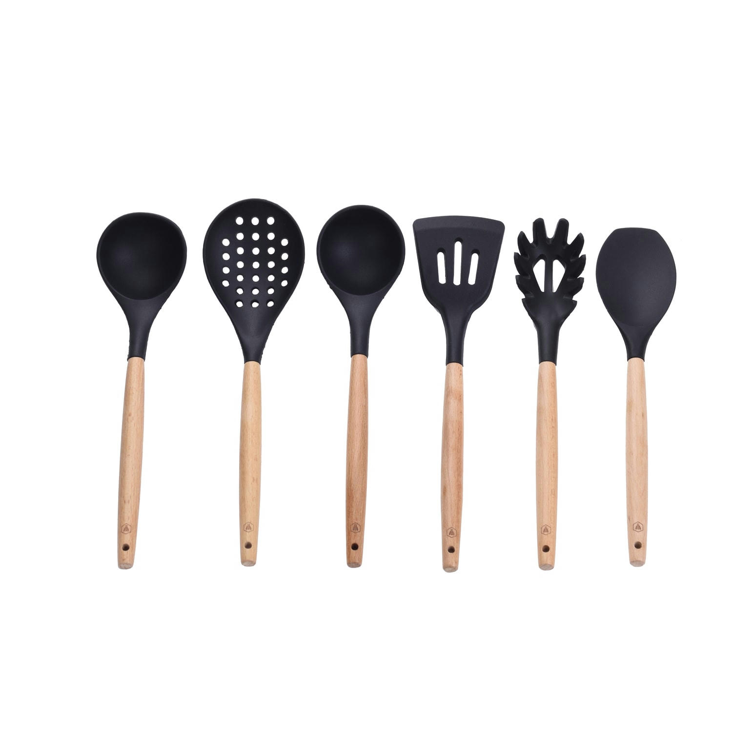 BOIS - Ustensiles de cuisine en bois et silicone - Lot de 5