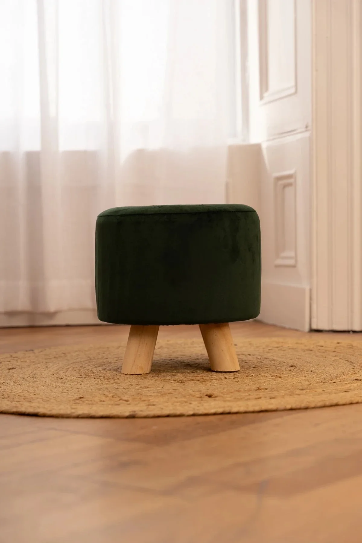 Green Velour Footstool
