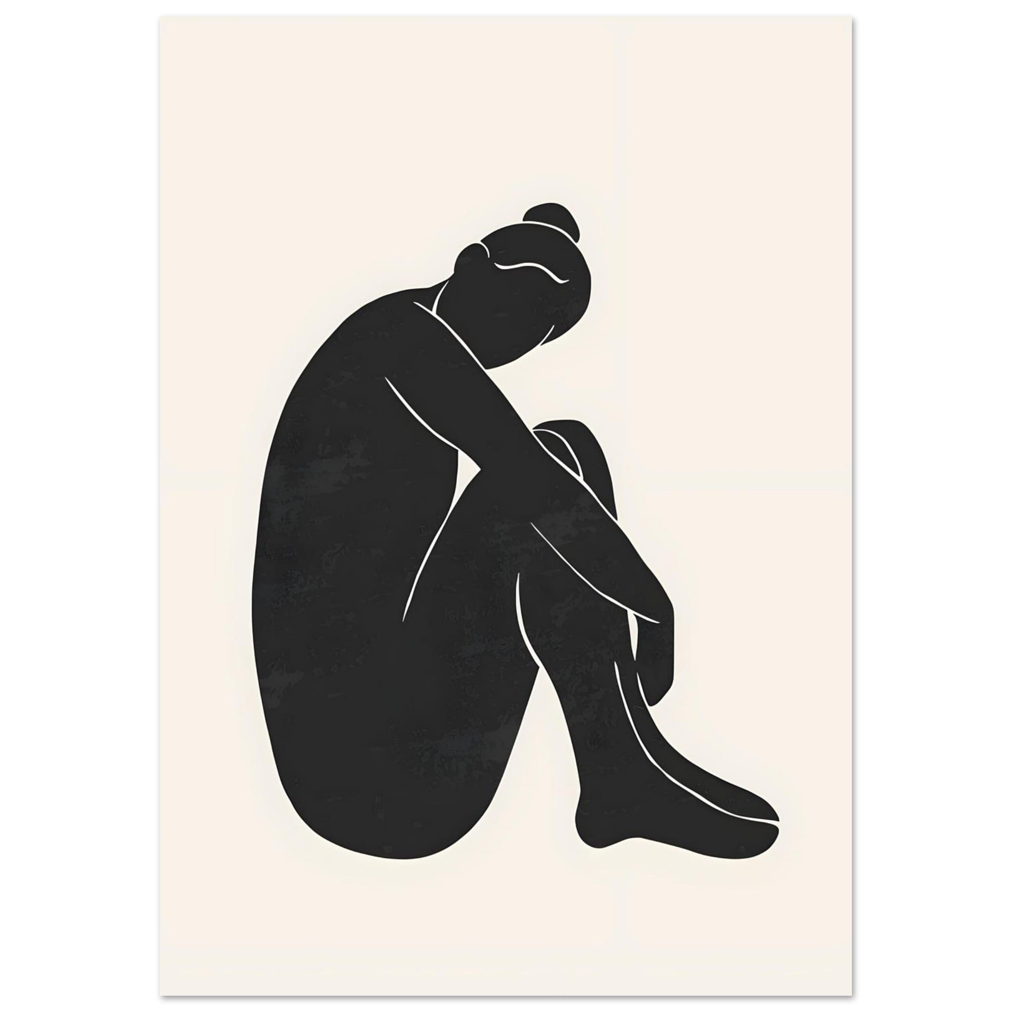 Artfulprints Poster Matisse - The shy lady  - A4 21x29.7 cm - Zwart / Wit
