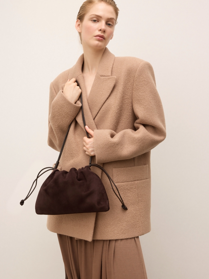 Dark brown soft suede bag