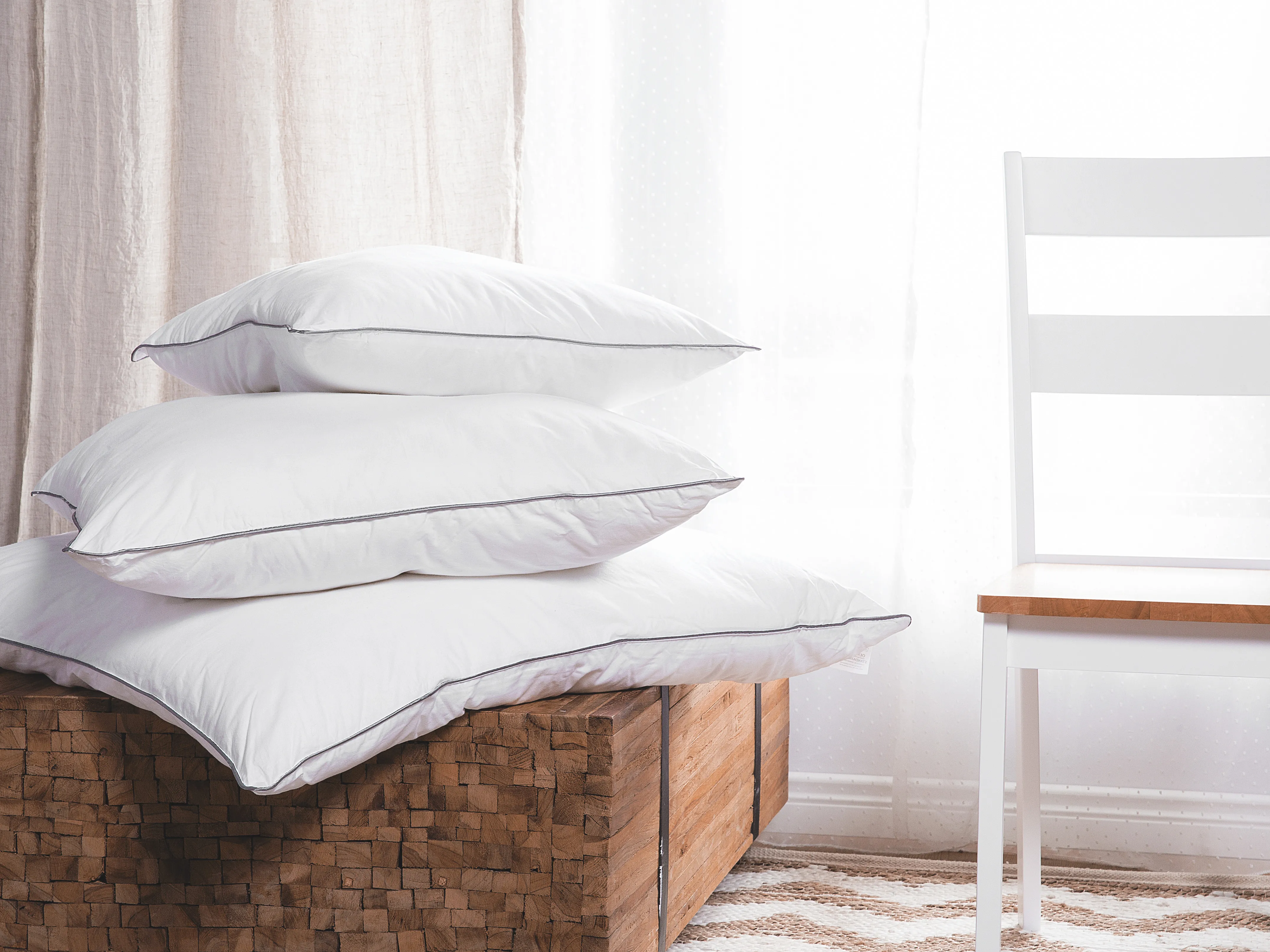 Set of 2 Bed Pillows PELISTER Low Microfibre 50 x 60 cm White