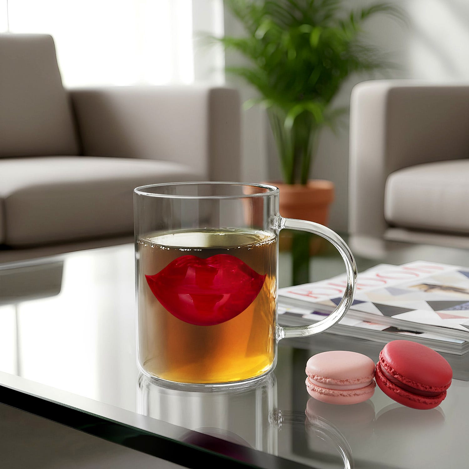 Tazza labbra rosso vetro 390 ml