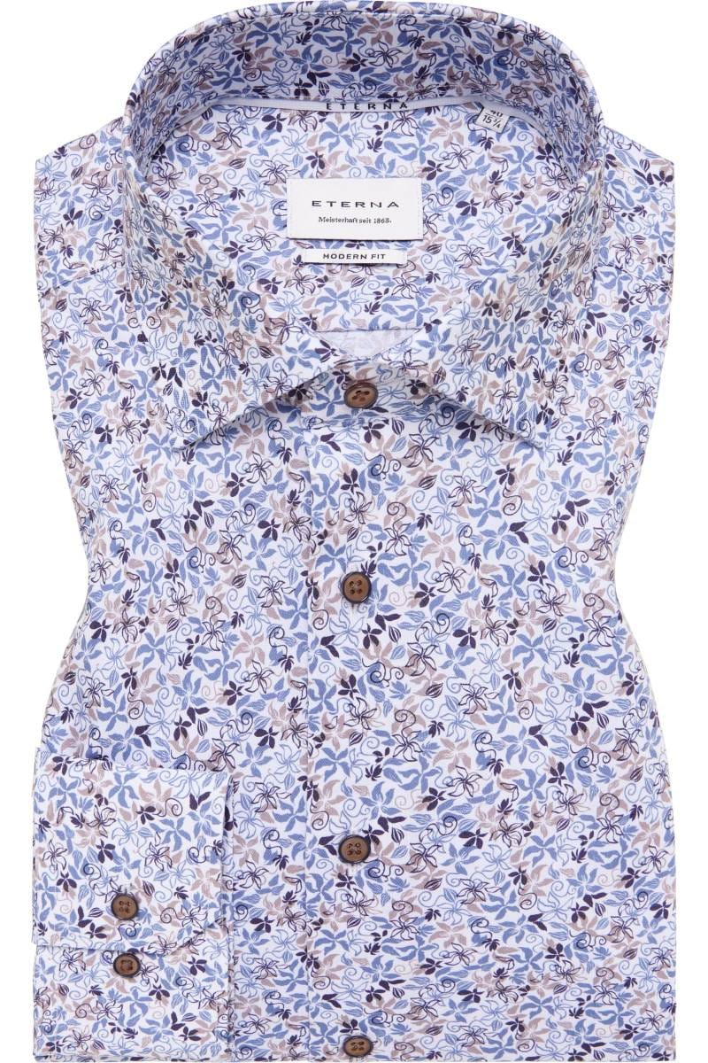 ETERNA Modern Fit Hemd blau, Bedruckt