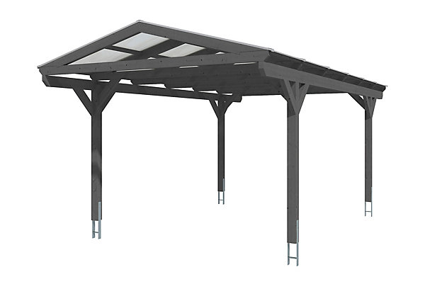 Carport SKAN HOLZ Westerwald 362x648, bois lamellé-collé, traitement coloré blanc
