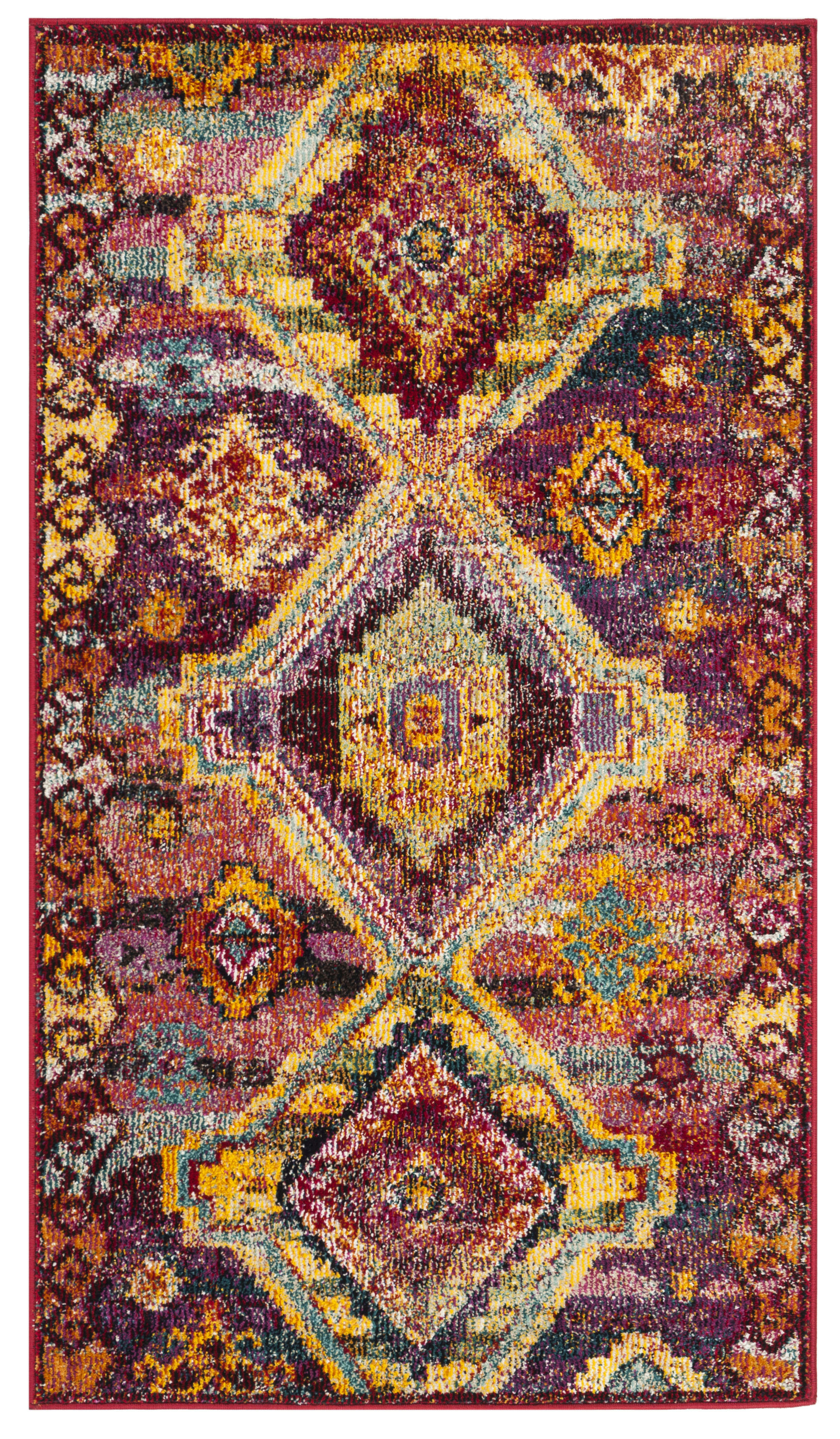 SAVANNAH - Tapis de salon interieur en rouge & violet, 91 x 152 cm