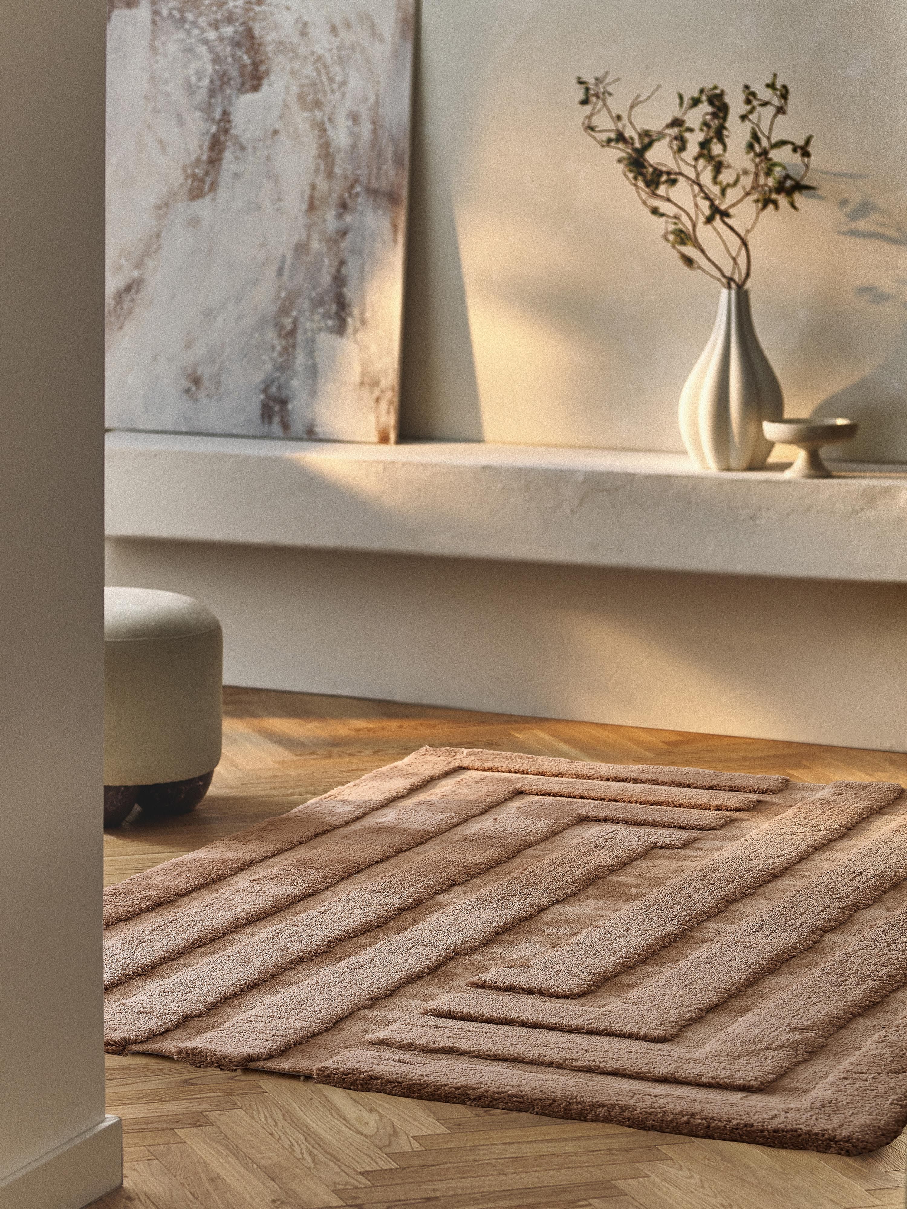 Flauschiger Hochflor-Teppich Genève mit erhabener Hoch-Tief-Struktur