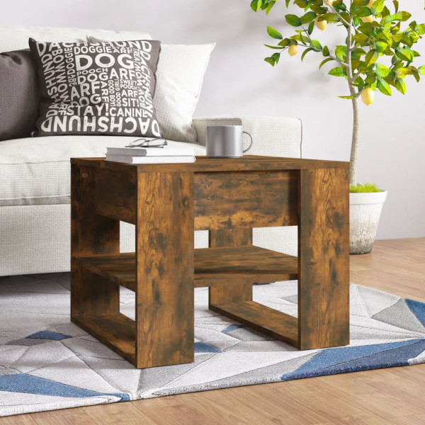 Stolik Kawowy Ława Stół Brązowy 55.5x55x45 Półka Do Salonu Do Pokoju