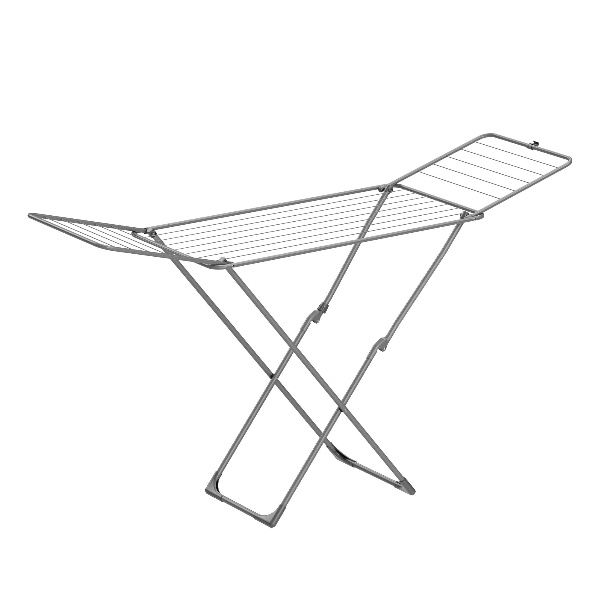 - Étendoir à linge pliable en acier gris