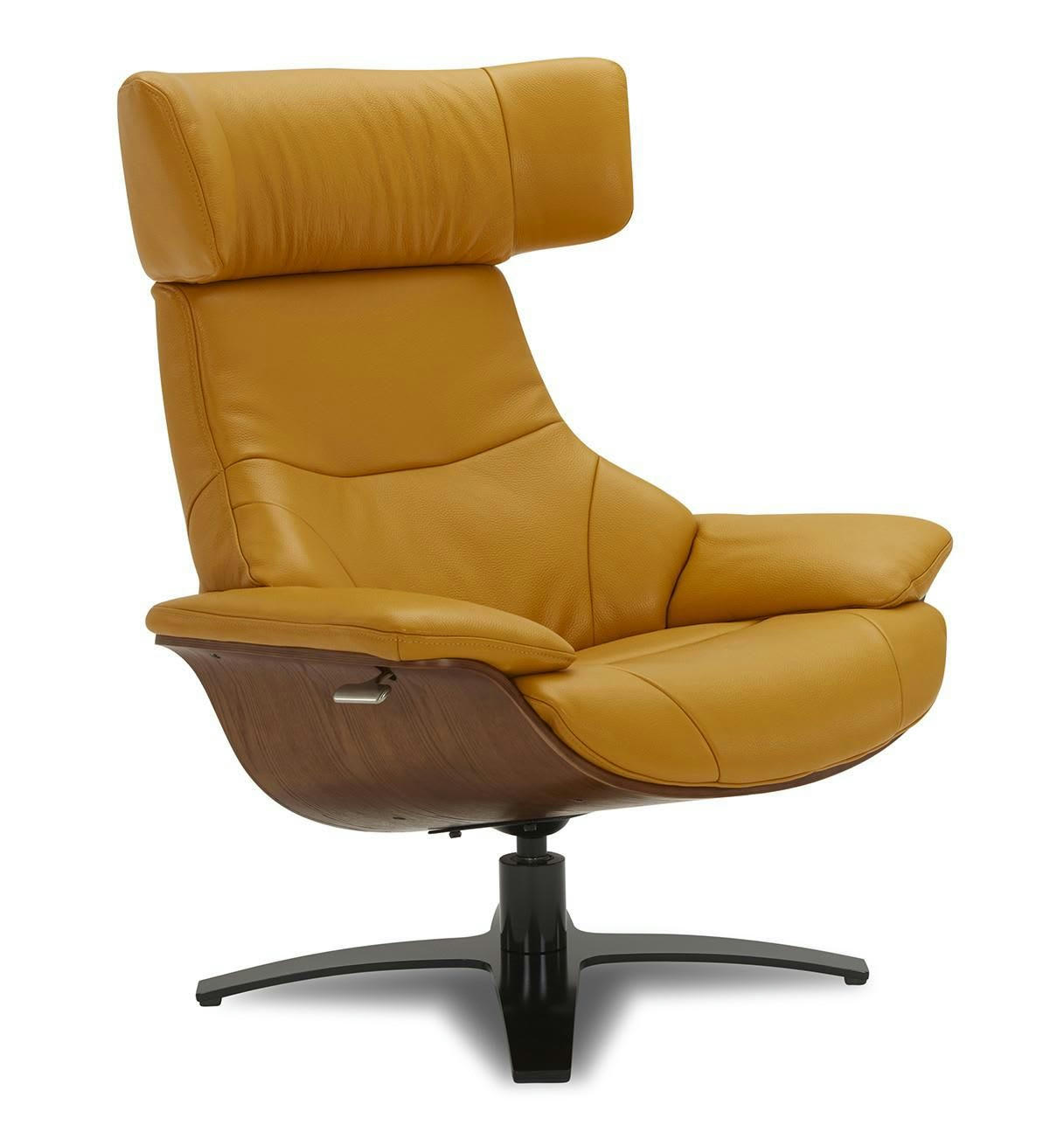 NAOS - Fauteuil en cuir et chêne Naturel - Cuir Jaune