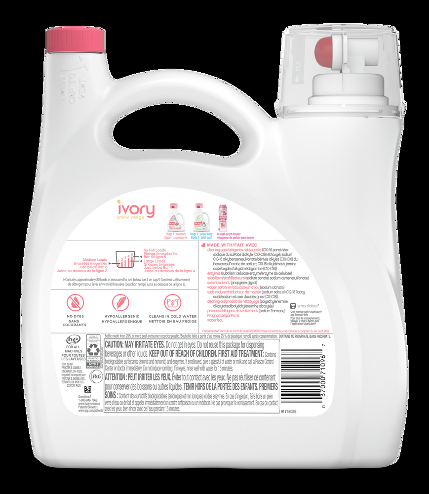 Ivory Snow Baby Liquid Laundry Detergent, 80 loads, 3.4 L