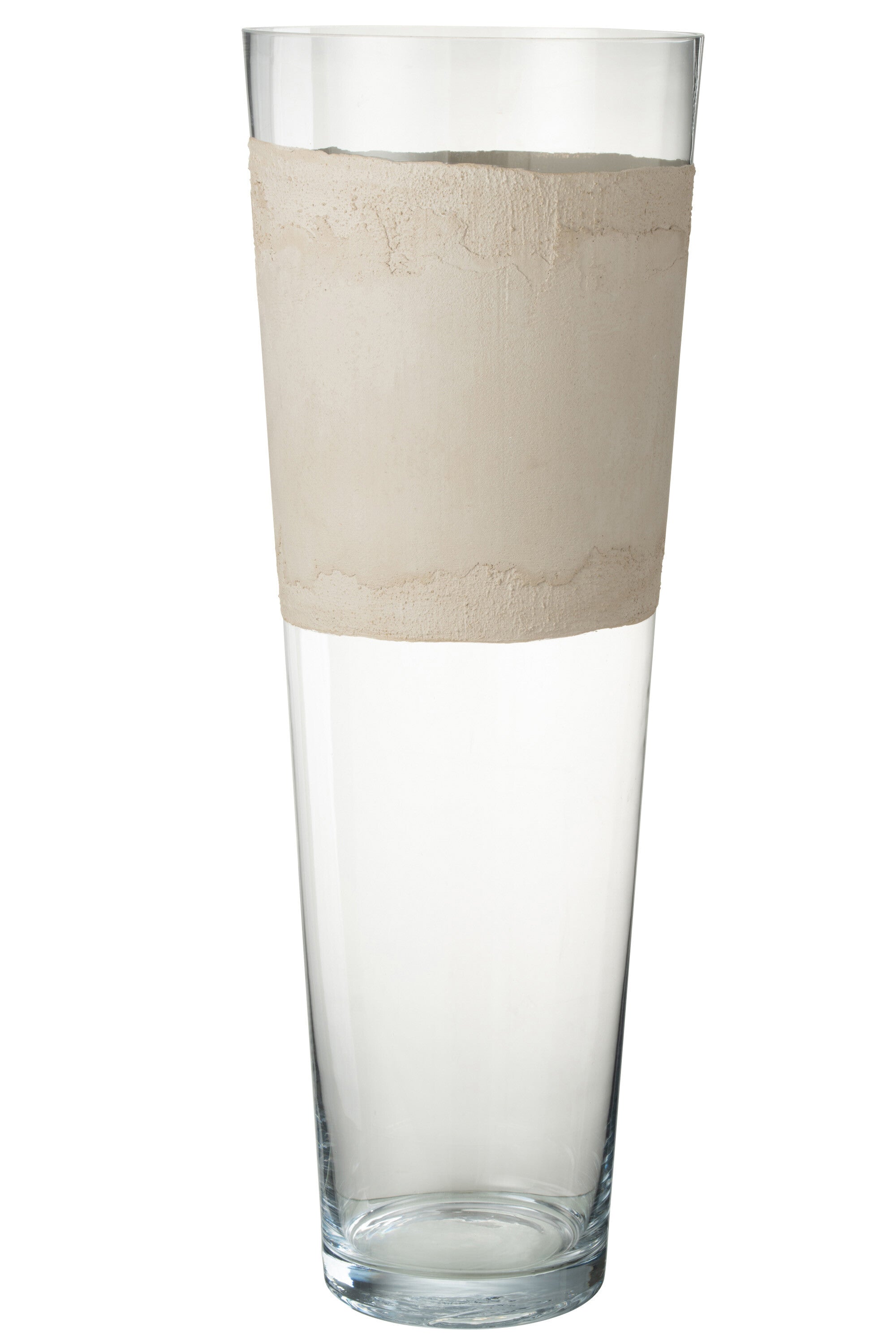 J-Line vaas Delph - glas - transparant/beige - extra large - 70 cm hoog