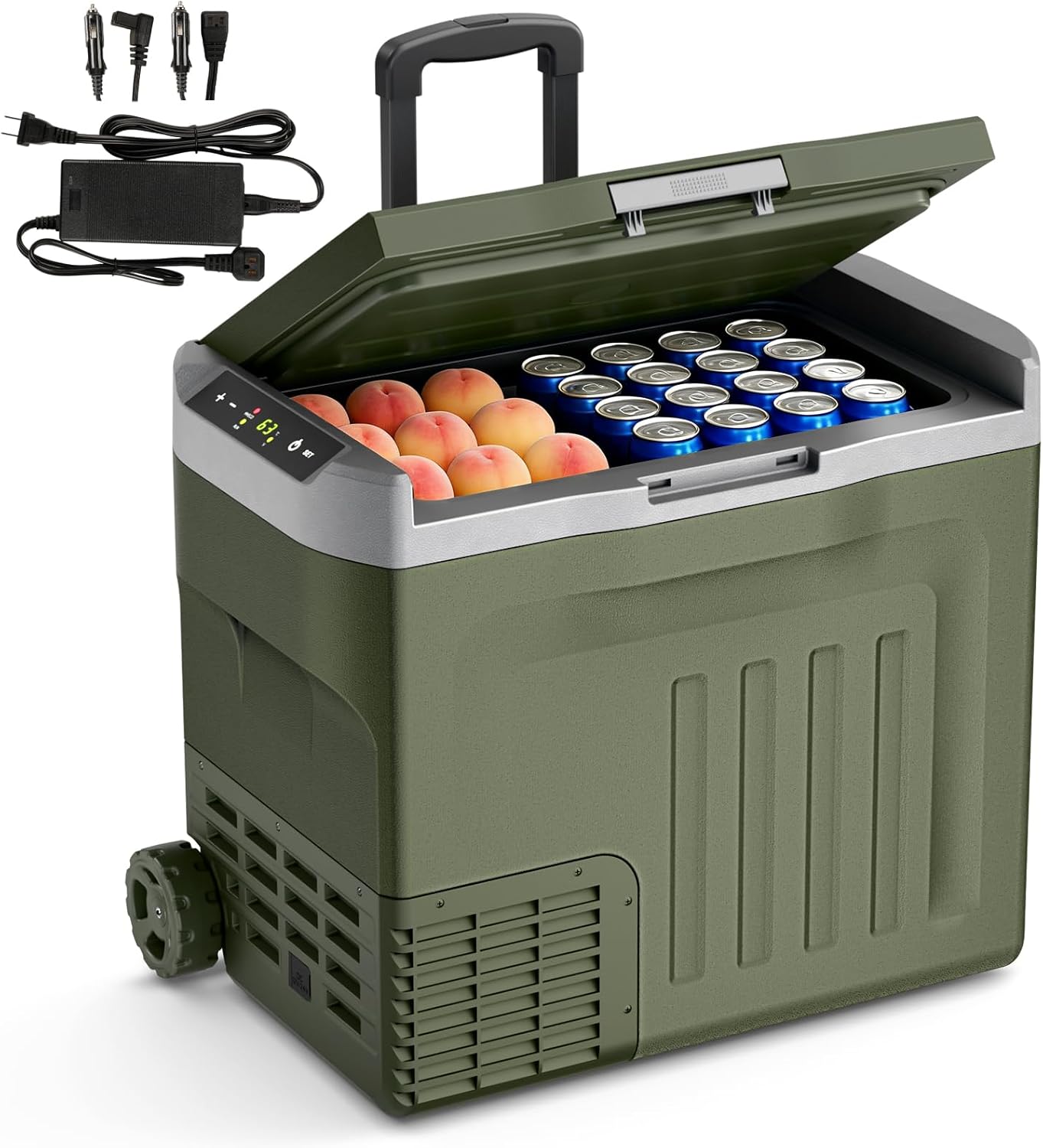 Antarctic Star 12 Volt Refrigerator,43QT(40L)Electric Cooler Compressor, Portable Refrigerator -4℉~68℉,Car Fridge 12/24V DC 100-240V AC,Portable Freezer with Wheels&2 Baskets for Camping,Travel,GREEN